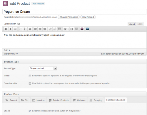 Screenshot Admin Product Enabled Option