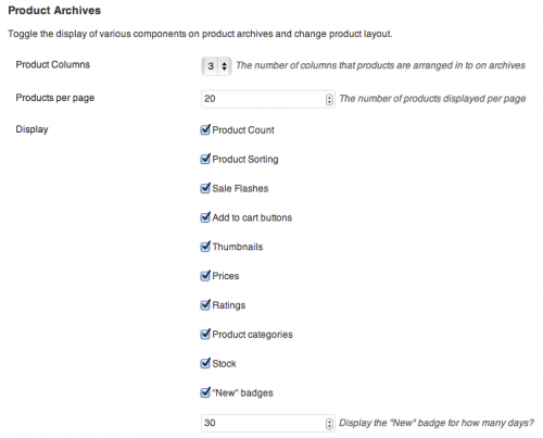 Настройки Product Archive Customiser